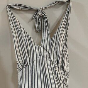 Blue and white striped halter top